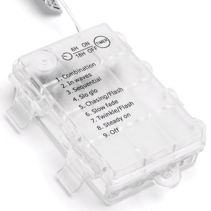 Aigostar - LED āra Ziemassvētku virtene, 200 LED / 8 režīmi, 3xAA, 5x2 m, IP44, siltā balta