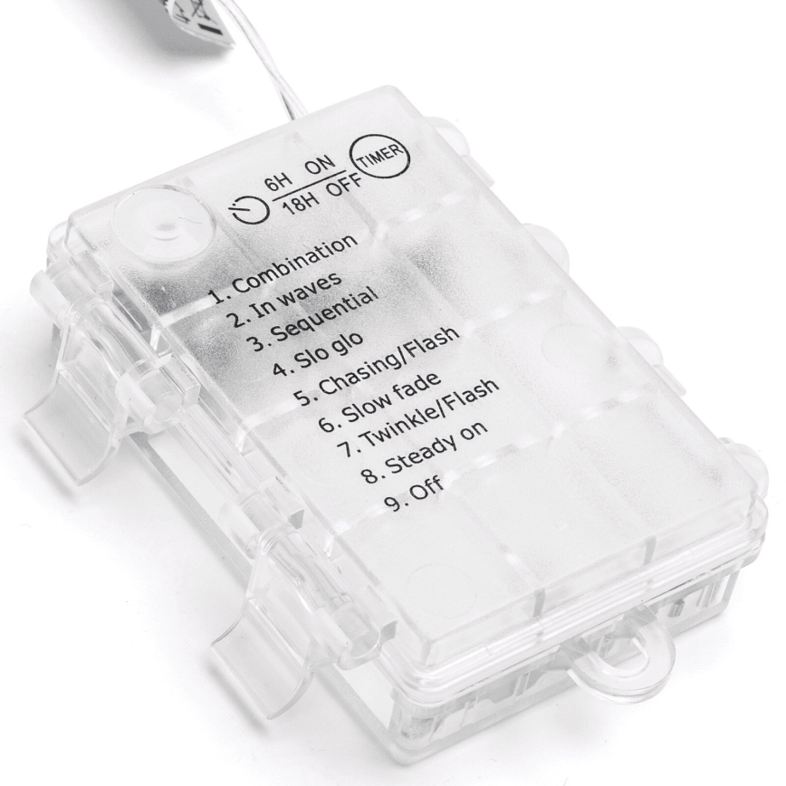 Aigostar - LED āra Ziemassvētku virtene, 200 LED / 8 režīmi, 3xAA, 5x2 m, IP44, siltā balta