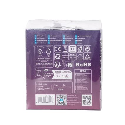 Aigostar - LED āra Ziemassvētku virtene 200 LED/8 režīmi 8 m IP44 auksti balta