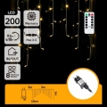 Aigostar - LED āra Ziemassvētku virtene 200xLED/6W/230V/8 režīmi 3x1m IP44 siltā balta + tālvadības pults