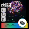 Aigostar -LED Āra Ziemassvētku virtene 200xLED/8 funkcijas 3xAA 10,3m IP44 daudzkrāsaina