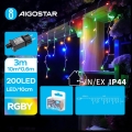 Aigostar - LED āra Ziemassvētku virtene 200xLED/8 režīmi 13x0,6m IP44 daudzkrāsaina