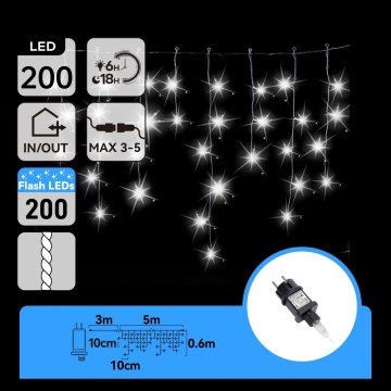 Aigostar - LED Āra Ziemassvētku virtene 200xLED 8x0,6m IP44 auksti balta