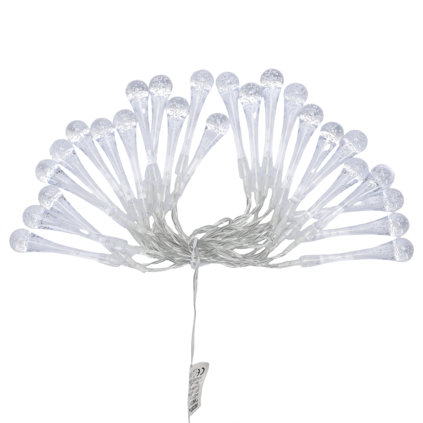 Aigostar - LED āra  virtene 25xLED/8 funkcijas 3xAA 2,5 m IP44 silti balta pilieni