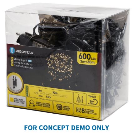 Aigostar - LED āra Ziemassvētku virtene 2500xLED/8 funkcijas 53m IP44 auksti balta