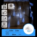 Aigostar - LED āra Ziemassvētku virtene 25x LED/8 funkcijas 3xAA 2,5 m IP44 auksta balta pilieni