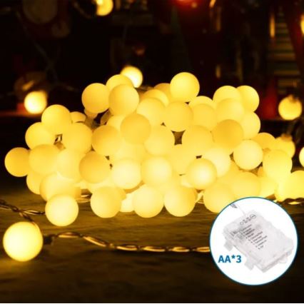 Aigostar-LED Āra ziemassvētku virtene 25xLED/3xAA/8 funkcijas 2,8 m IP44 silti balta