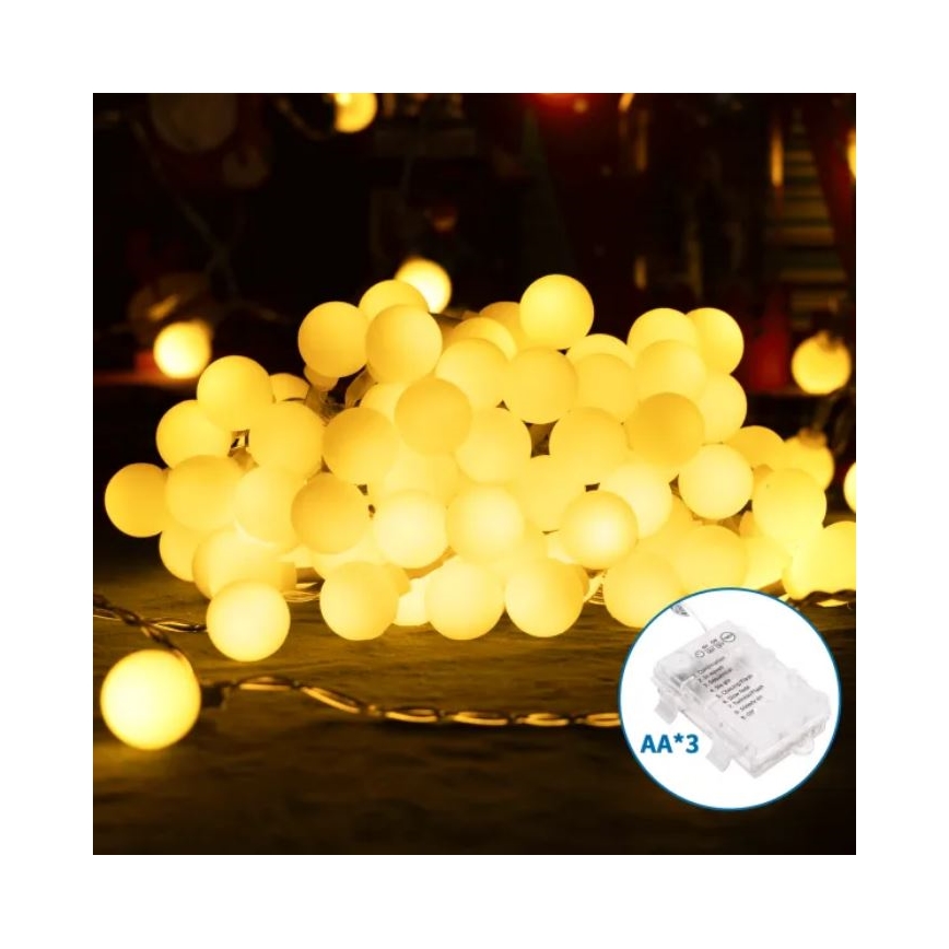 Aigostar-LED Āra ziemassvētku virtene 25xLED/3xAA/8 funkcijas 2,8 m IP44 silti balta