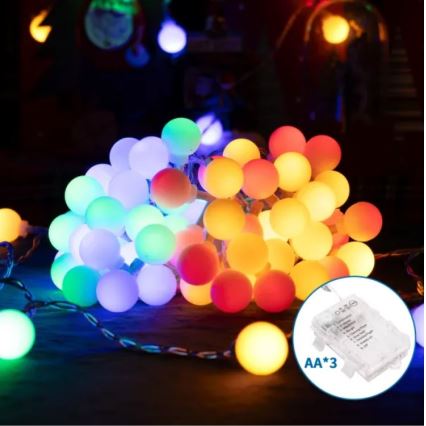 Aigostar - LED āra Ziemassvētku virtene 25xLED/3xAA/8 režīmi 2,8 m IP44 daudzkrāsaina