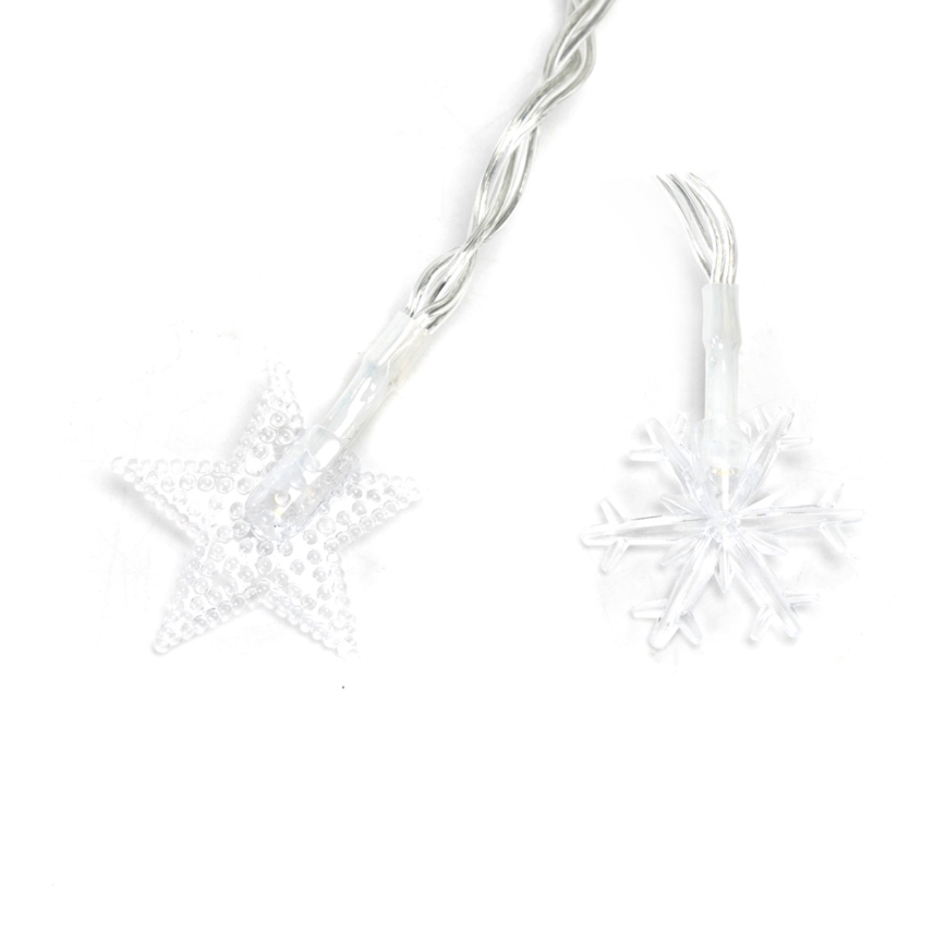 Aigostar - LED āra virtene, 25 LED / 8 funkcijas, 3xAA, 2,5 m, IP44, siltā balta, zvaigznes