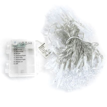 Aigostar - LED āra virtene, 25 LED / 8 funkcijas, 3xAA, 2,5 m, IP44, siltā balta, zvaigznes