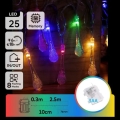 Aigostar - LED āra Ziemassvētku virtene 25xLED/8 funkcijas 3xAA 2,5m IP44 daudzkrāsu pilieni