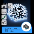 Aigostar - LED āra Ziemassvētku virtene 25xLED/8 režīmi 3xAA 2,8m IP44 auksti balta