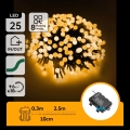 Aigostar - LED āra Ziemassvētku virtene 25xLED/8 režīmi 3xAA 2,8m IP44 siltā balta