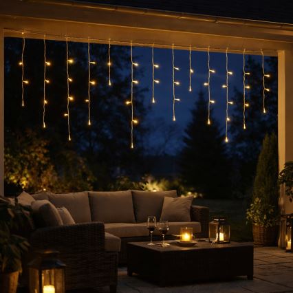 Aigostar - LED āra Ziemassvētku virtene, 300 LED, 8 režīmi, 3×AA baterijas, 18×0,6 m, IP44, silti balta