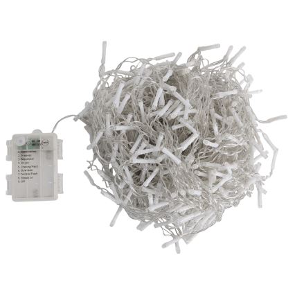 Aigostar - LED āra Ziemassvētku virtene, 300 LED, 8 režīmi, 3×AA baterijas, 18×0,6 m, IP44, silti balta