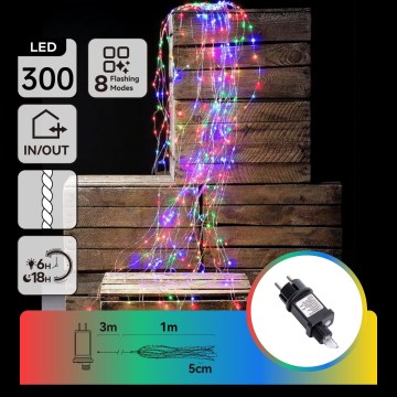 Aigostar - LED āra Ziemassvētku virtene 300 LED/8 režīmi 4 m IP44 daudzkrāsaina