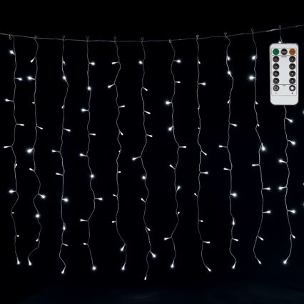 Aigostar - LED āra virtene 300x LED/8 funkcijas 3 x 1 m IP44 auksti balta + tālvadība