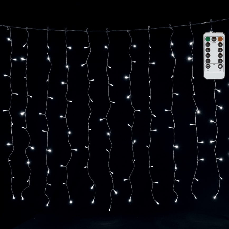 Aigostar - LED āra virtene 300x LED/8 funkcijas 3 x 1 m IP44 auksti balta + tālvadība