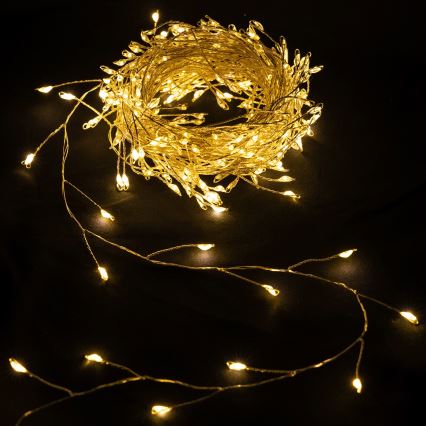 Aigostar - LED āra Ziemassvētku virtene 300xLED/8 funkcijas 3xAA 9,3m IP44 siltā balta