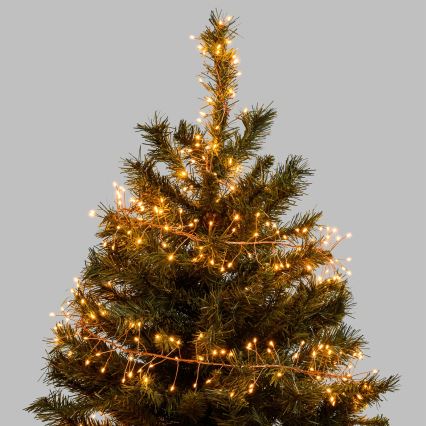 Aigostar - LED āra Ziemassvētku virtene 300xLED/8 funkcijas 3xAA 9,3m IP44 siltā balta