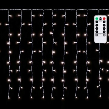 Aigostar - LED āra Ziemassvētku virtene 300xLED/8 režīmi 3x1m IP44 auksti balta + tālvadība