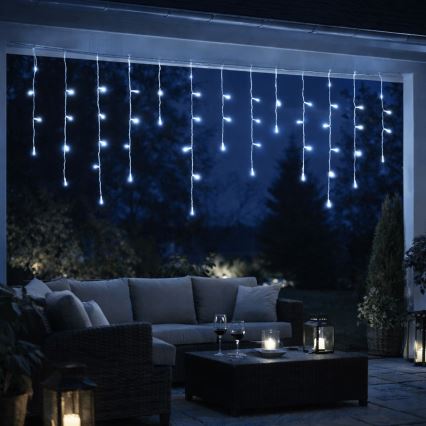 Aigostar - LED āra Ziemassvētku virtene 300 LED/8 funkcijas 3xAA 18x0,6 m IP44 auksti balta