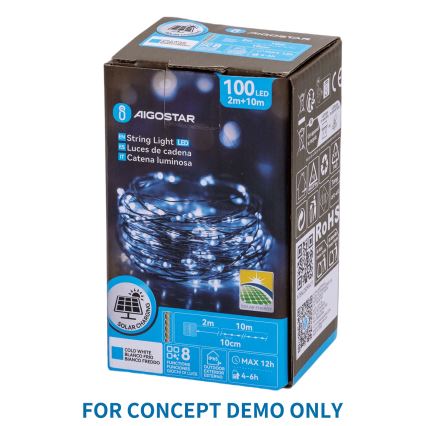 Aigostar - LED āra Ziemassvētku virtene 300xLED/8 režīmi 4m IP44 auksti balta