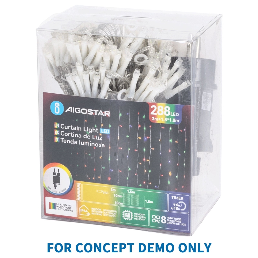 Aigostar - LED āra Ziemassvētku virtene 372xLED/8 režīmi 3xAA 6x1,2m IP44 siltā balta