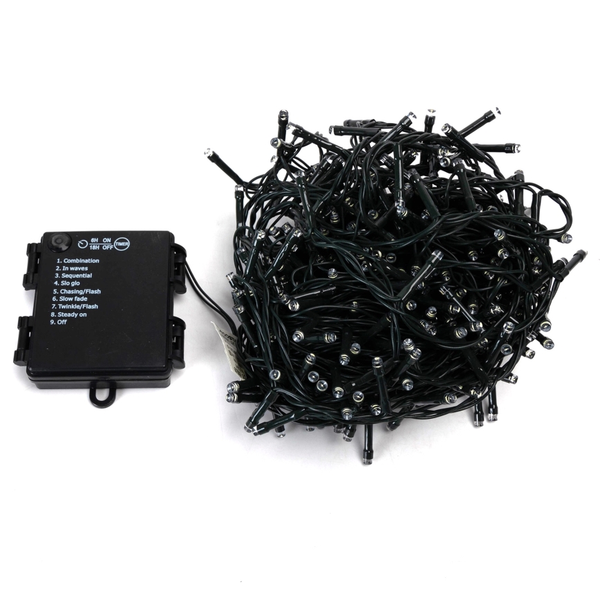 Aigostar - LED āra Ziemassvētku virtene 400 LED / 8 funkcijas 4xAA 20,3 m IP44 auksti balta