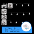 Aigostar - LED āra Ziemassvētku virtene 50 LED / 8 režīmi 3xAA 5 m IP44 auksti balta