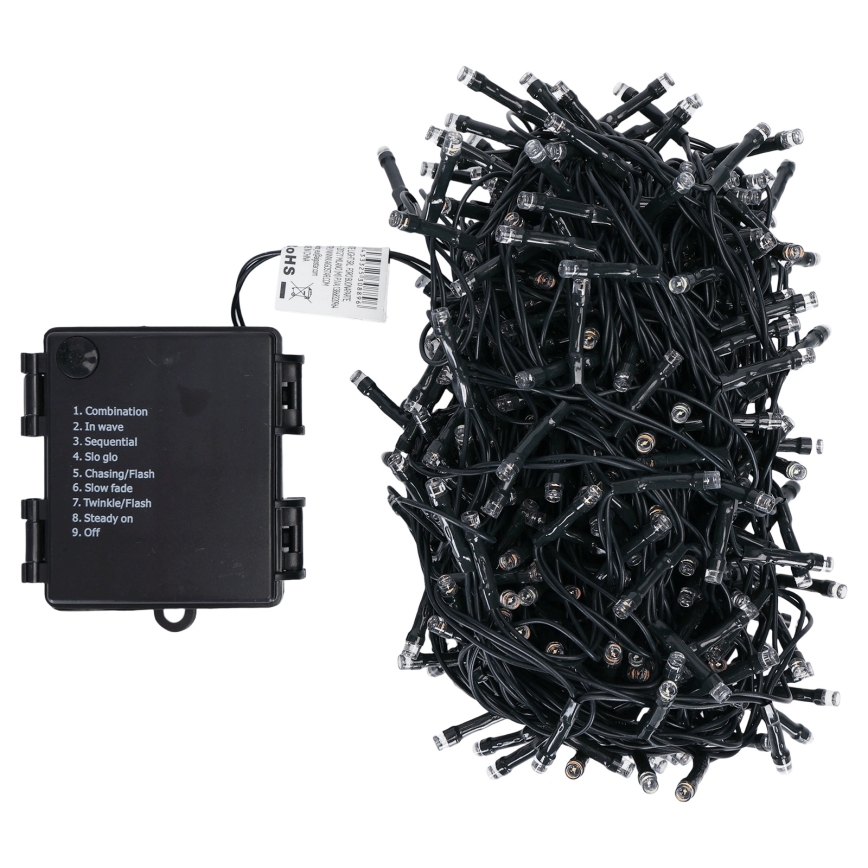 Aigostar - LED āra Ziemassvētku virtene 500 LED/8 funkcijas 4×AA 25,3 m IP44 daudzkrāsaina