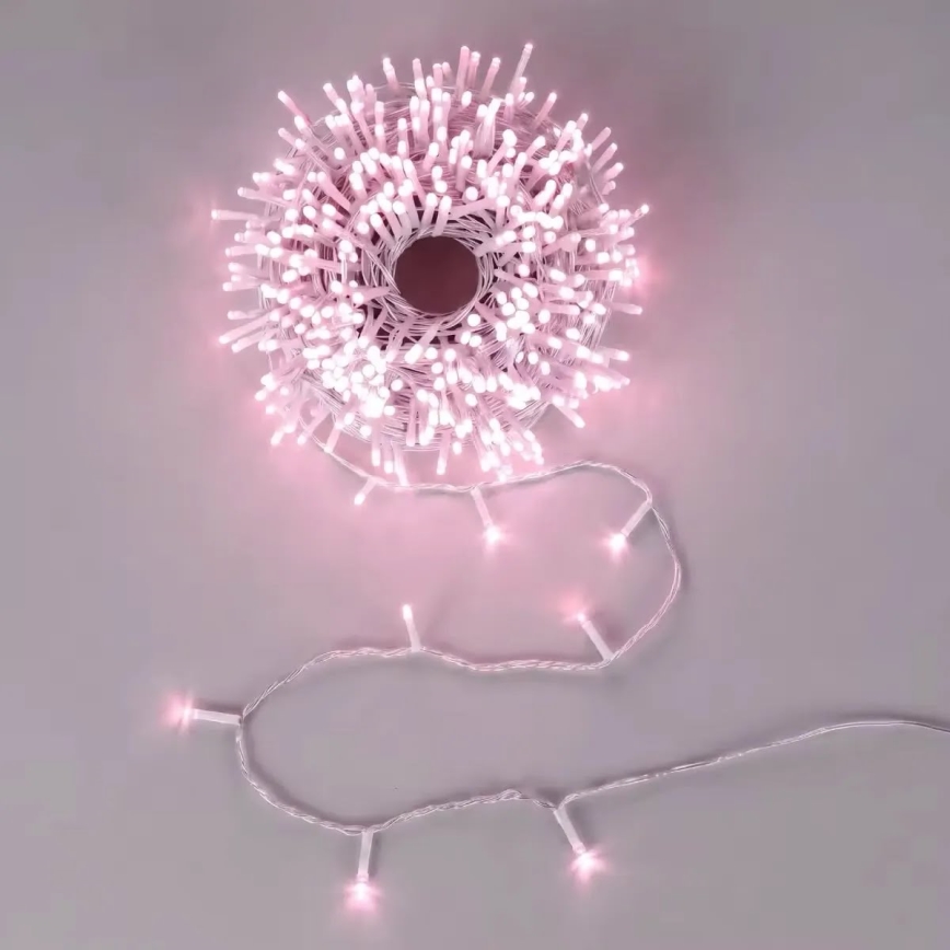 Aigostar - LED āra Ziemassvētku virtene 500xLED/8 funkcijas 53m IP44 rozā