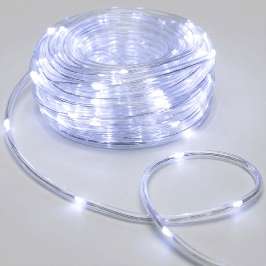 Aigostar - Āra LED Ziemassvētku virtene, 50 LED / 8 režīmi, 3xAA, 5,3 m, IP44, auksta balta