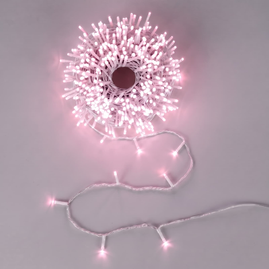 Aigostar - LED āra Ziemassvētku virtene 50xLED/8 funkcijas 3xAA 5,3m IP44 rozā