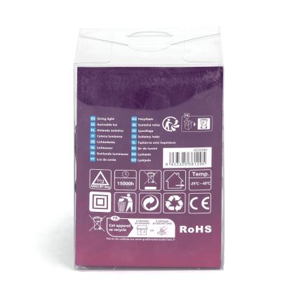 Aigostar - LED āra Ziemassvētku virtene 50xLED/8 funkcijas 8m IP44 auksti balta