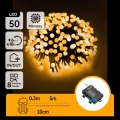 Aigostar - LED āra Ziemassvētku virtene 50xLED/8 režīmi 3xAA 5,3 m IP44 silti balta