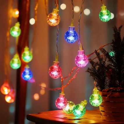 Aigostar - LED āra Ziemassvētku virtene 50xLED/8 režīmi 3xAA 5,3m IP44 daudzkrāsains