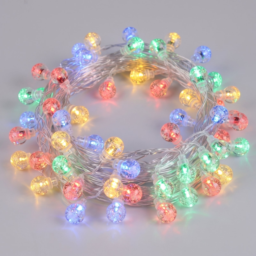 Aigostar - LED āra Ziemassvētku virtene 50xLED/8 režīmi 3xAA 5,3m IP44 daudzkrāsains