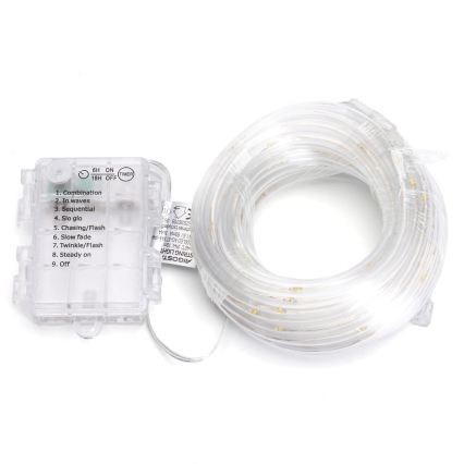 Aigostar - LED āra Ziemassvētku virtene 50xLED/8 režīmi 3xAA 5,3m IP44 silti balta