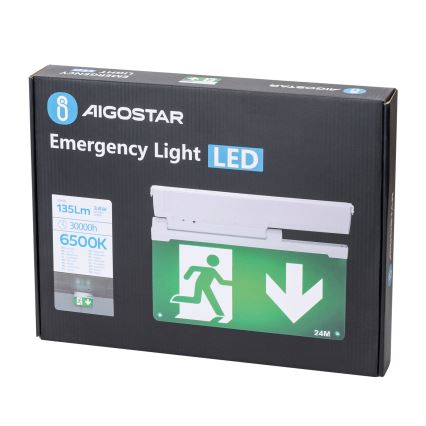 Aigostar - LED Avārijas gaismas lampa EMERGENCY EXIT LED/3,6W/230V 6500K 500mAh