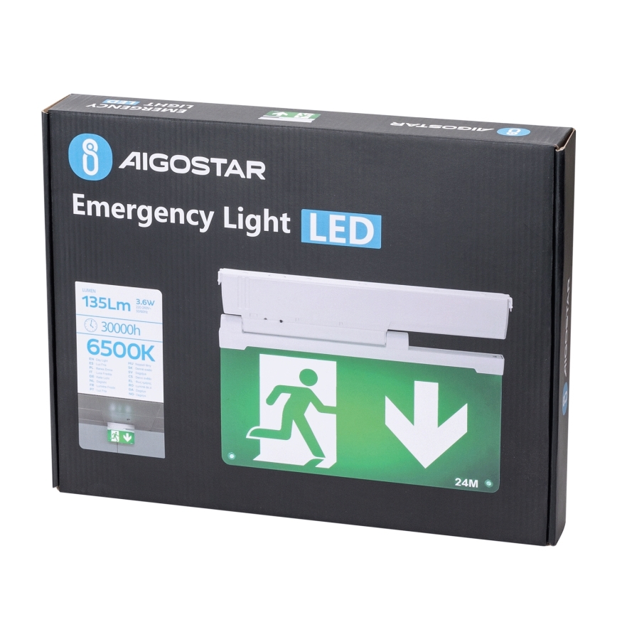 Aigostar - LED Avārijas gaismas lampa EMERGENCY EXIT LED/3,6W/230V 6500K 500mAh