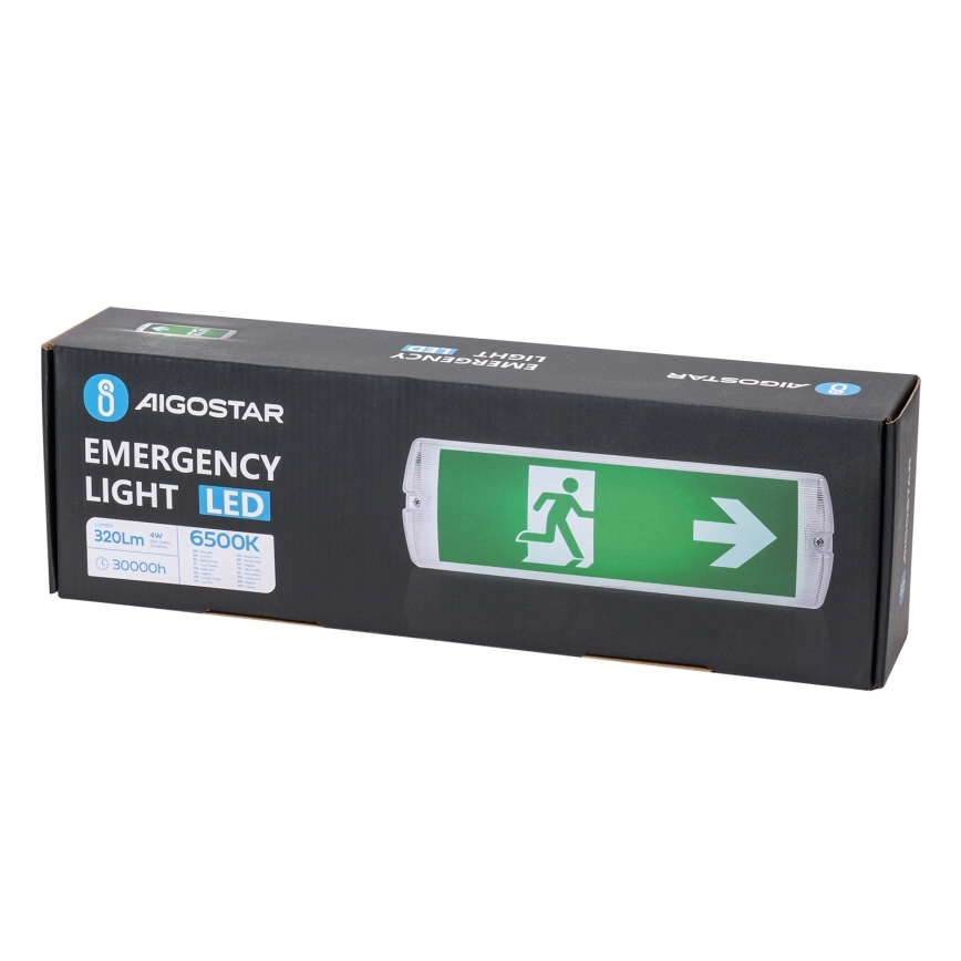 Aigostar - LED Avārijas gaismas lampa EMERGENCY EXIT LED/4W/230V IP65 6500K 600mAh