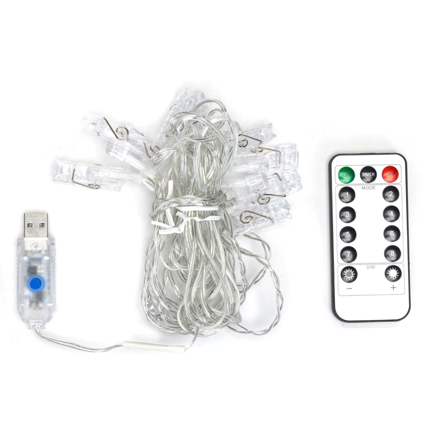 Aigostar - LED dekoratīvā virtene 80xLED/5W/USB 13 m silti balta