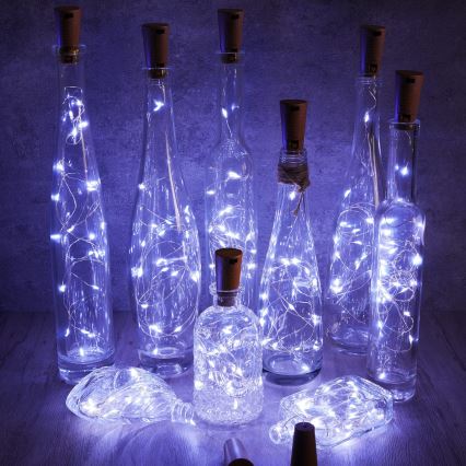 Aigostar - LED dekoratīva virtene ar korķi pudelei 20xLED/3xLR44 2m auksti balta
