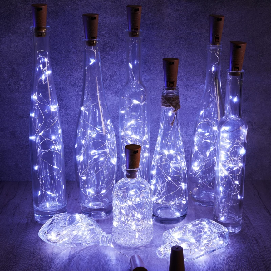 Aigostar - LED dekoratīva virtene ar korķi pudelei 20xLED/3xLR44 2m auksti balta