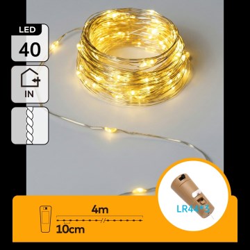 Aigostar - LED dekoratīva virtene ar pudeļu korķi 40xLED/3xLR44 4m siltā balta