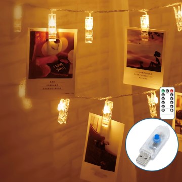 Aigostar - LED dekoratīvais virtenis 20xLED/5W/USB, 6 m, silti balta