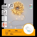 Aigostar - LED dimējama āra Ziemassvētku virtene ar kustības sensoru 100xLED/3xAA 12m silti balta + tālvadība