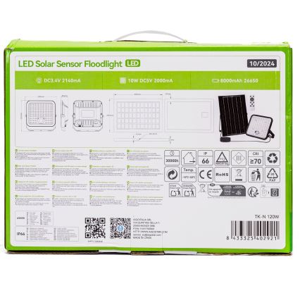 Aigostar - LED saules prožektors ar regulējamu spilgtumu un sensoru LED/120W/3,4V 6500K IP66 8000 mAh + tālvadības pults